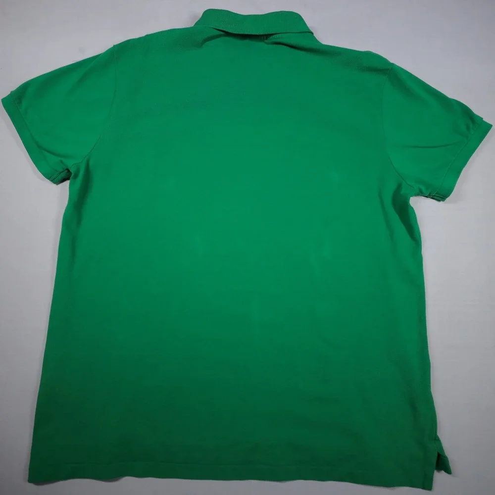 Polo Ralph Lauren Polo Shirt Mens XXL Green Slim Fit Mesh Cotton Yellow Pony